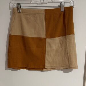 NWOT PacSun Patchwork Mini Skirt in Tan and Brown